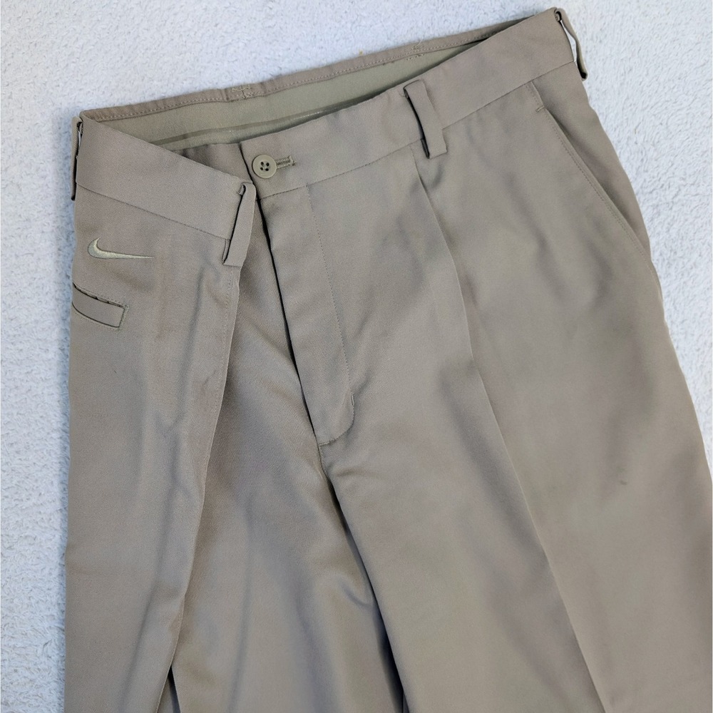 Nike Golf Dri Fit 36x34 Men's‎ Pants Pleated Cuffed Golf Beige Grip Waist